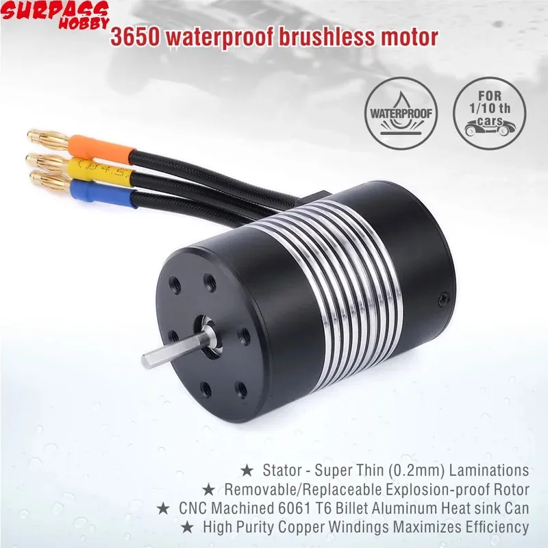 Rocket 3650 Waterproof Brushless Sensorless Motor 2300KV 3100KV 3500KV 4300KV 5900KV 5200KV 7700KV for 1/10 Tamiya RC Car