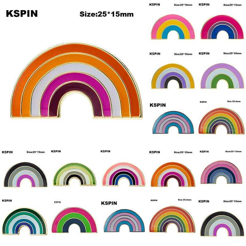 10pcs a Lot Rainbow Pride Badge Transgender Aromantic Fruid Pride Rainbow Sun Set Nonbinary Asexual Pansexual Badge Pins