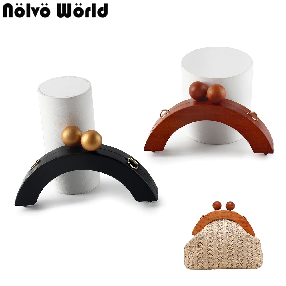 

2/10/20PCS 14x6cm Black/Camel Semicircular Wooden Purse Frame For Bags Coin Tow Ball Kiss Clasp Lock Clutch Handle Accessories