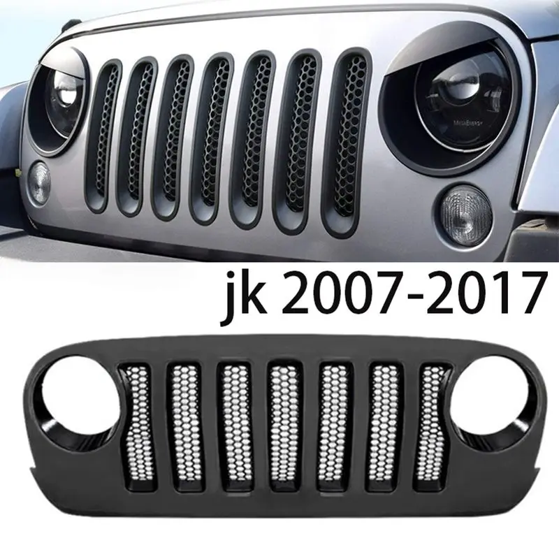 

For Jeep JK Shark Grill Matte Black Front Grille Grid for Jeep Wrangler JK 2007-2017 Front Grille Grills