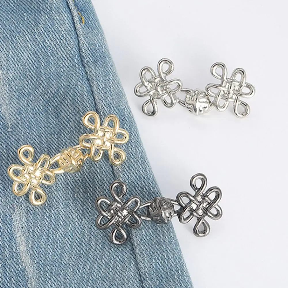 Chinese Knot Love Button Tightener Button Clasps Waist Buckle Jean Fit Tighten Buckles Waist Clip Adjustable
