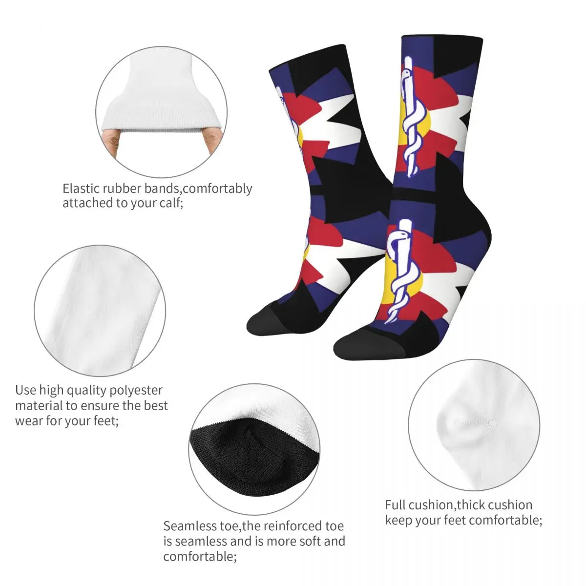 Colorado EMT Design Socks Merch for Men Women Non-slip Printed Socks