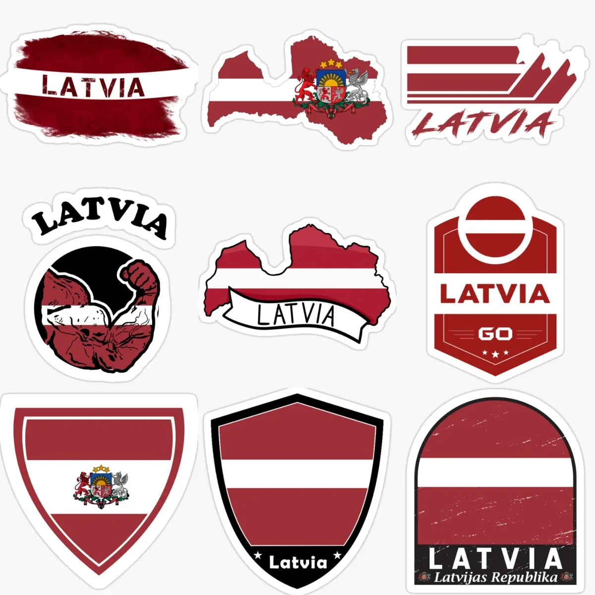 

Latvia Flag Map National Emblem Creative Waterproof Sticker for Decorate Car Window Fridge Helmet Wall Decal Accessorie