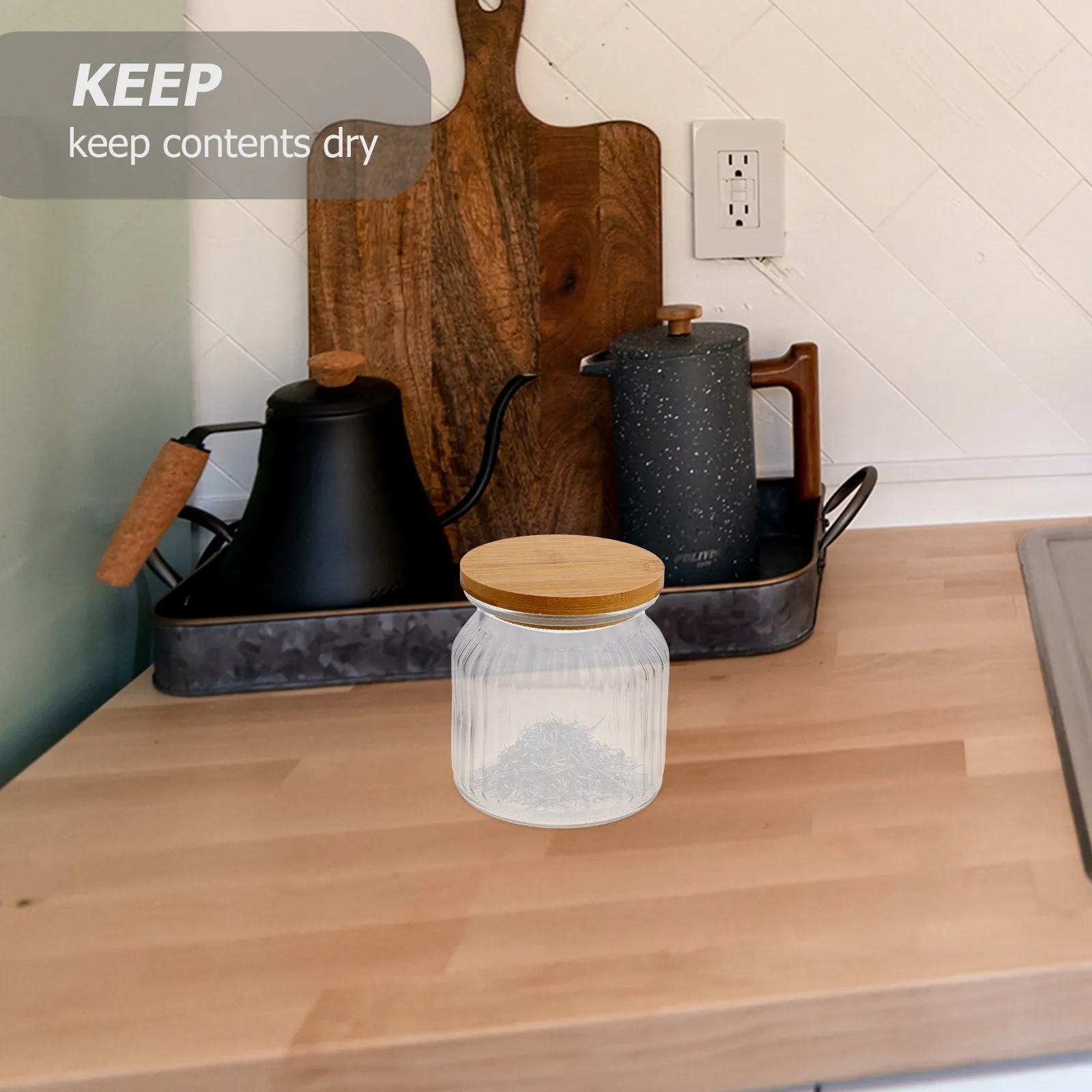 

Portable Canister Household Glass Container Transparent Food Storage Jar Creative Pot For Cereals Storage Canister With Wooden