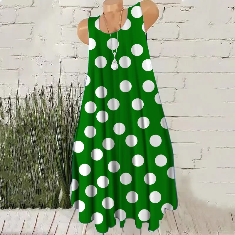 Round Dot Pattern Fashion Women Mini Dresses Summer Sleeveless 3D Printing Street Ladies Trend Dress 3XL Plus Size Casual Dress - Image 4
