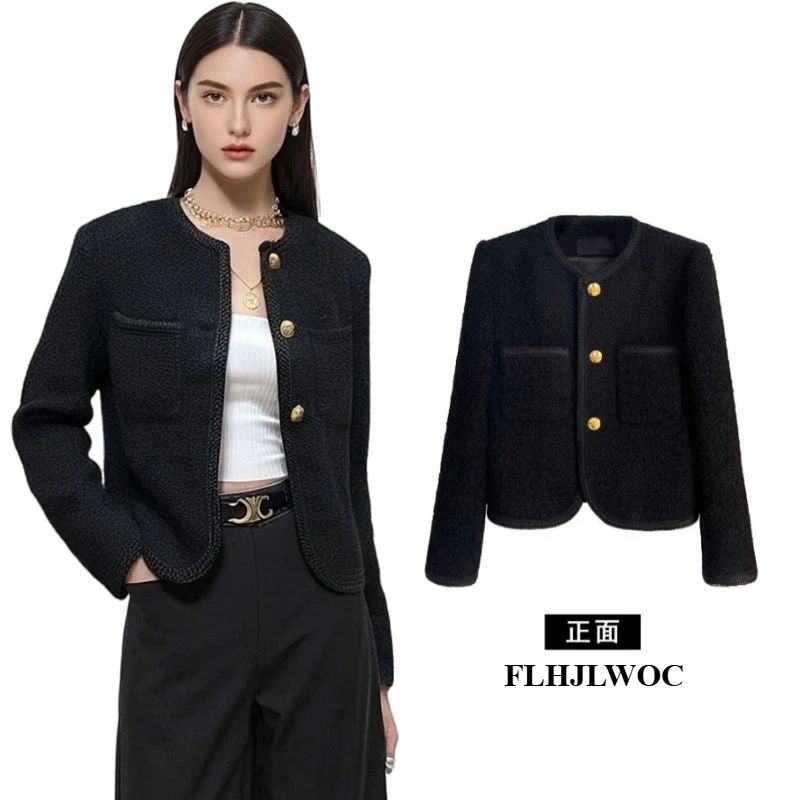 Small Short Coats 2025 Autumn Winter Outerwear New Women Office Lady French Design Chic Korea Pockets Cute Japan Blazer Jackets