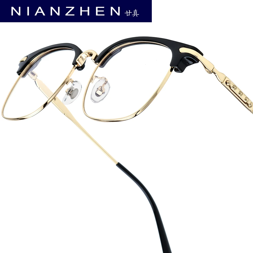 

NIANZHEN Titanium Alloy Eyeglasses Men Square Brand Design Glasses Frame Women Ultralight-Weight Retro Eyewear Spectacles 0062