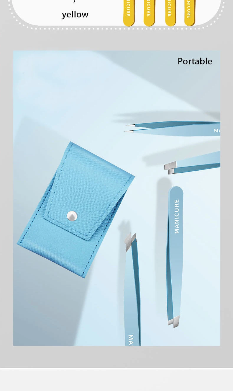 Ouriner Augenbrauenpinzette, buntes Haar, Schönheit, Abzieher für feine Haare, Edelstahl, schräge Augenbrauenklammern, Entfernung von Make-up-Werkzeugen – Detail 15