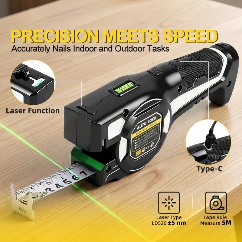 

2-in-1 Rangefinder Laser Tape Measure Infrared Rangefinder Steel Tape Measure Indoor Measuring Instrument Cross-line Decoration