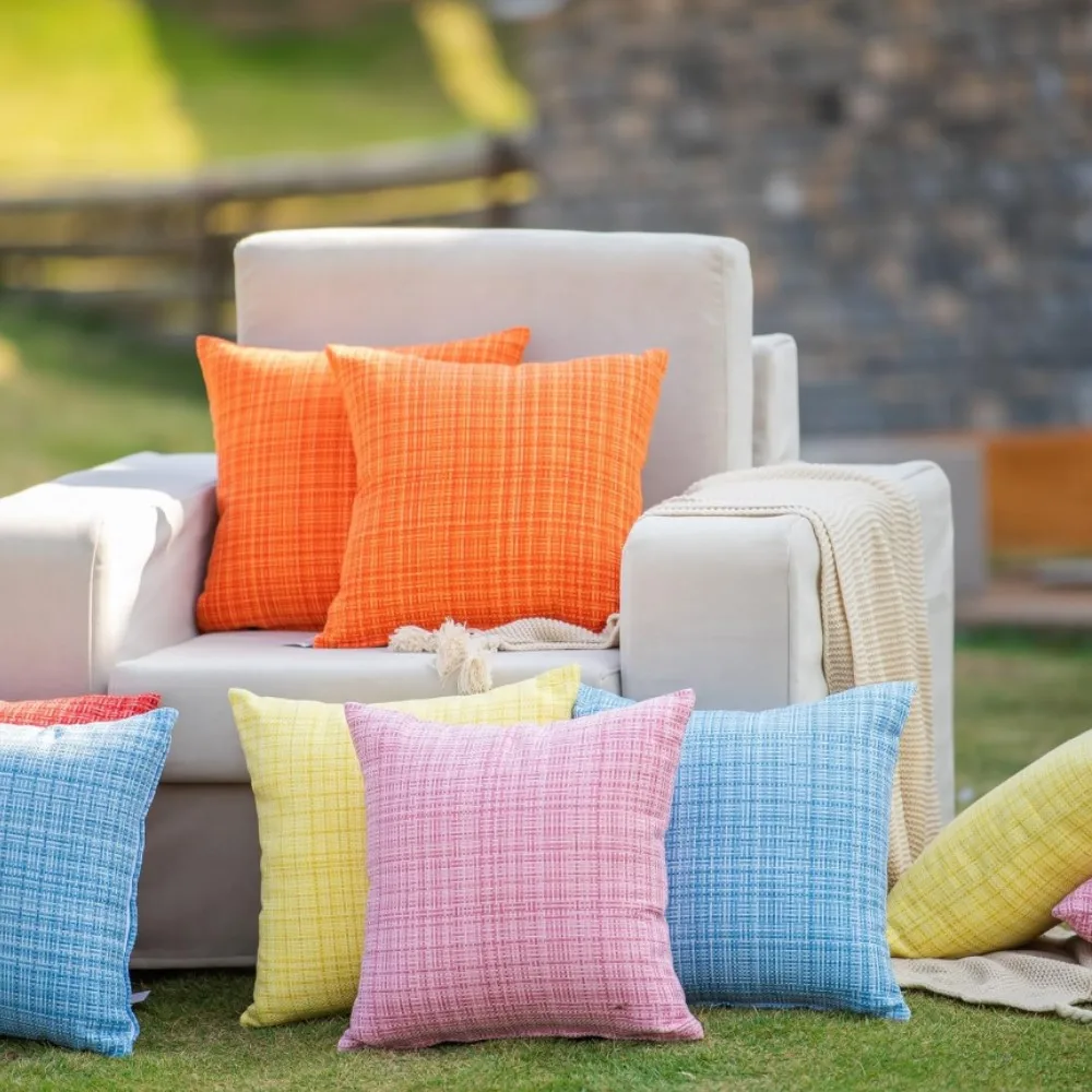 1/2 Stück 45 x 45 cm wasserdichte rosa Kissenbezüge für den Außenbereich, Bauernhaus-wasserabweisende Kissenbezüge für Zelt, Terrasse, Garten, Couch – Detail 8