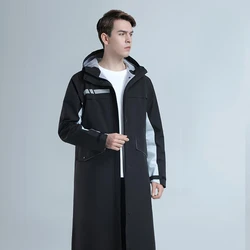 Men‘s Long One Piece WaterProof Rain Poncho Double Layer Thickened Mesh Lining Raincoat Jacket for Hiking Traveling Motorcycle