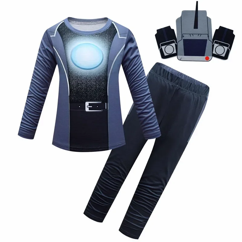 Skibidi 변기 코스프레 의상, 재미있는 스피커맨 타이탄 오디오 맨, 할로윈 공포 게임 피규어, 어린이 생일 선물, 3PC 세트