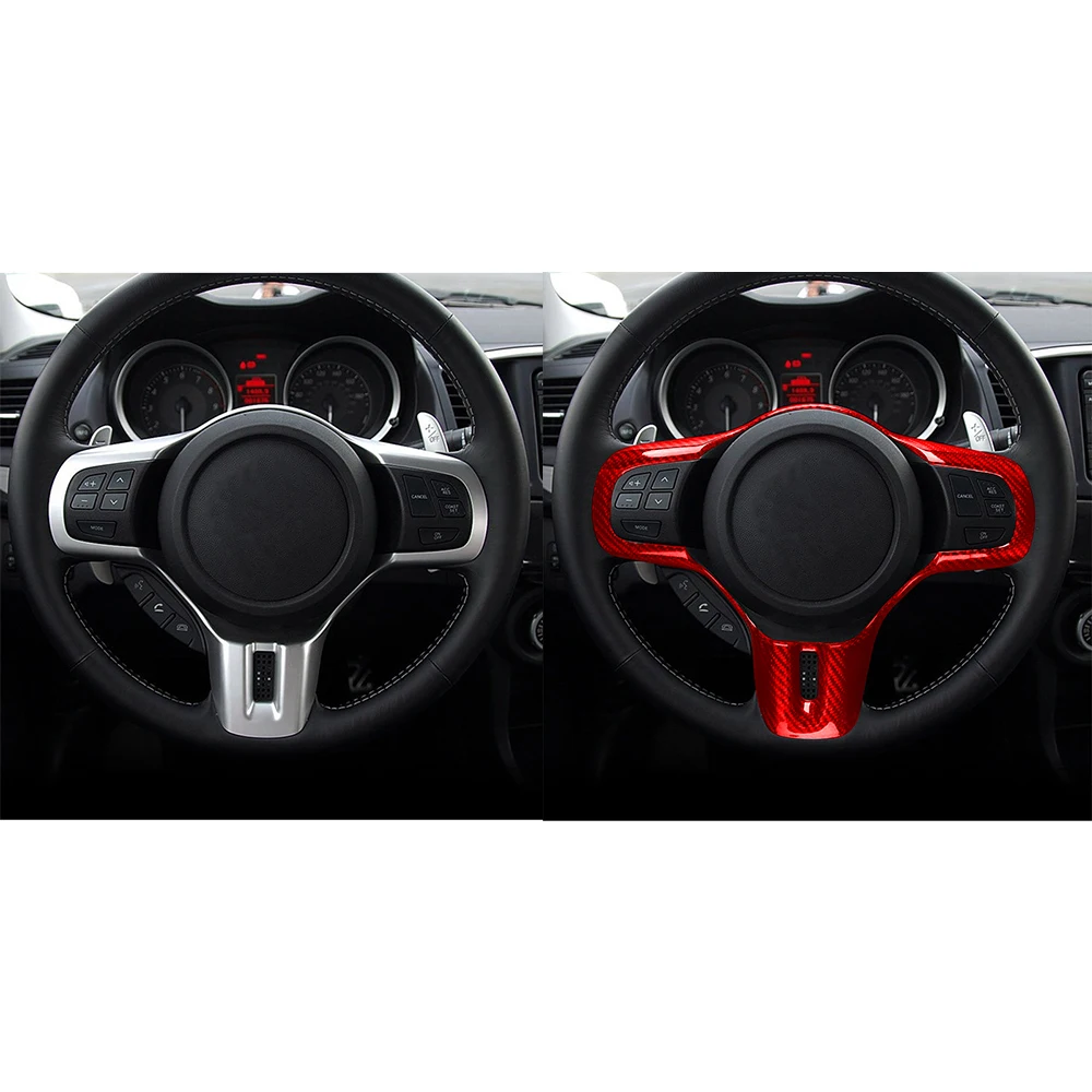 Real Red Carbon Fiber Steering Wheel Cover Trim Car Interior Accessories For Mitsubishi Lancer Evolution EVO X 10th 2008-2016