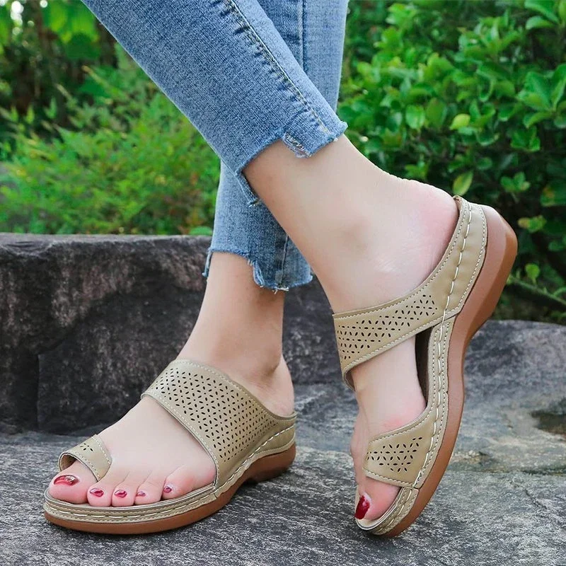 Summer Sandalias Female Ladies Solid Simple Casual Outdoor Platform Sandals Plus Size 35-43 Shoes Fashion Comfort Wedge Sandals