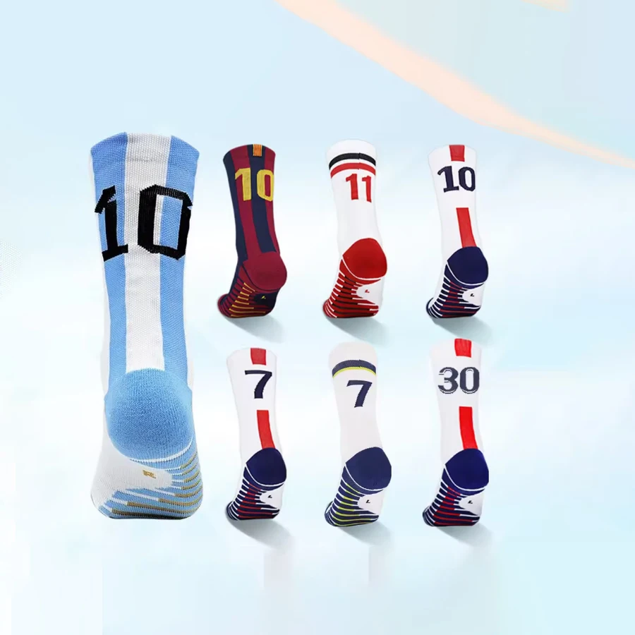 

1 пара профессиональных футбольных носков для мужчин и женщин, нескользящие, практичные, для тренировок, с махровой подошвой, средней длины, повседневные спортивные носки