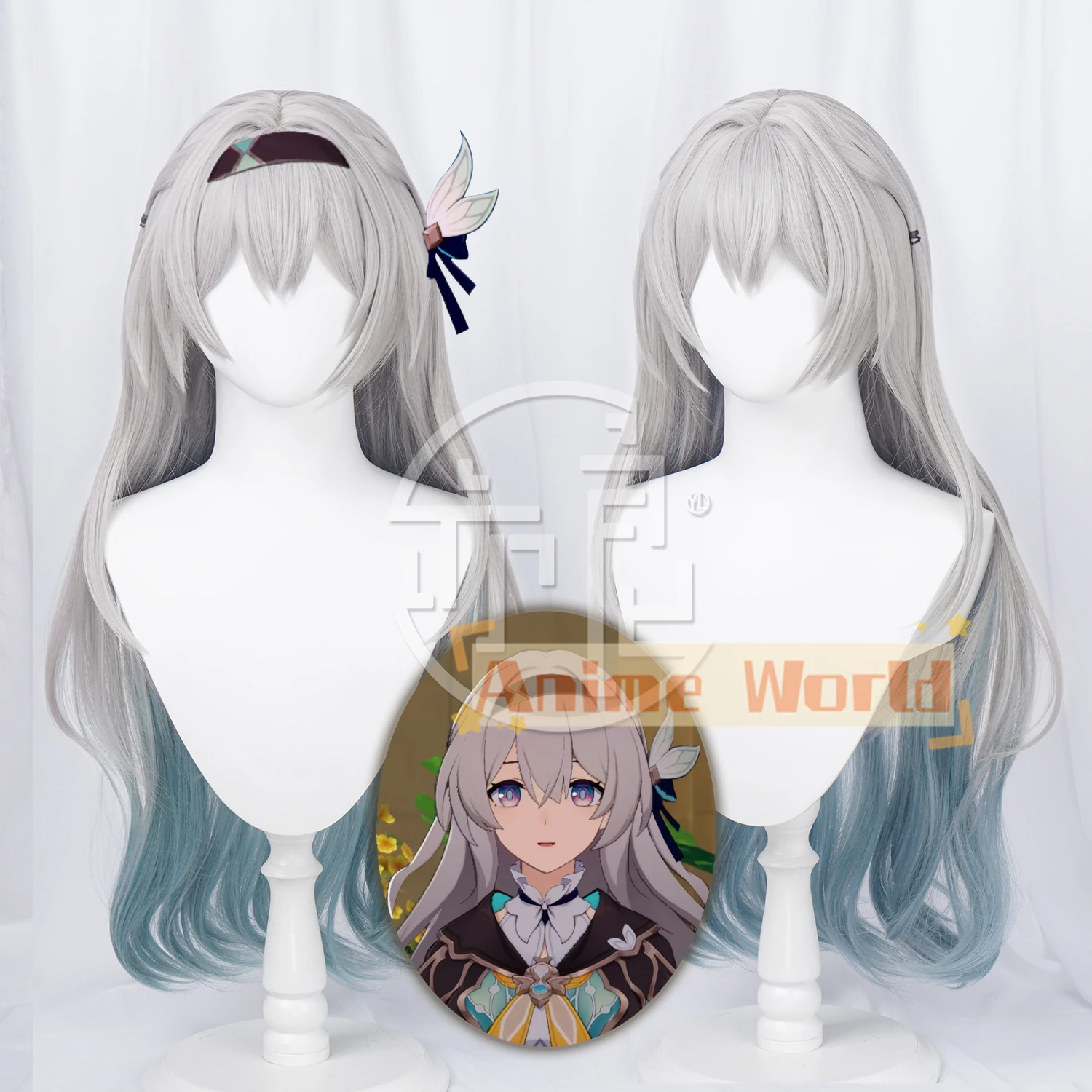 

Game Honkai: Star Rail Firefly Cosplay Wig Long Silver Gradient Heat Resistant Synthetic Hair Halloween Role Play Party Carnival