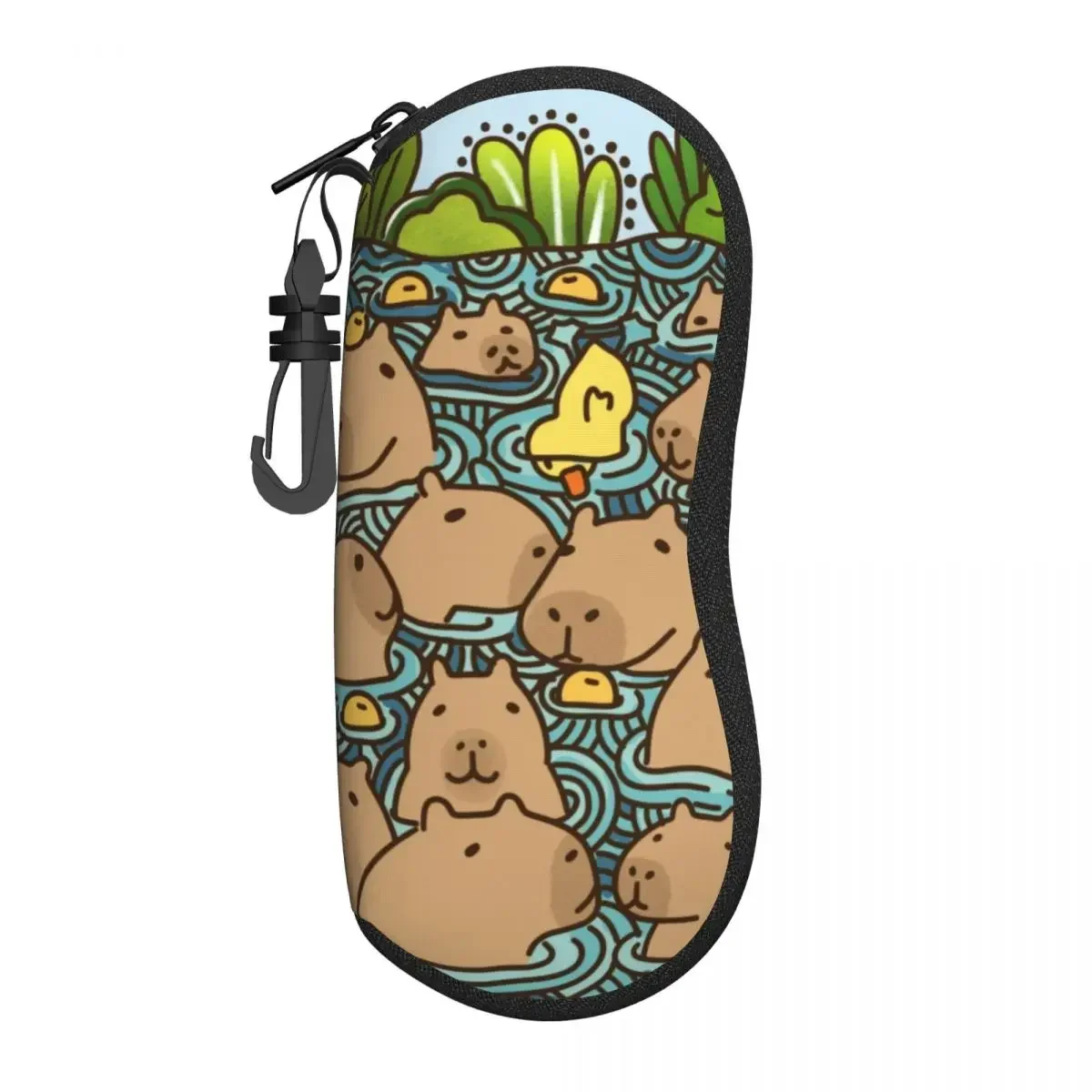 Custom A Pond Full Of Capybara Eyeglass Glasses Case Women Men Soft Sunglasses Protective Pouch