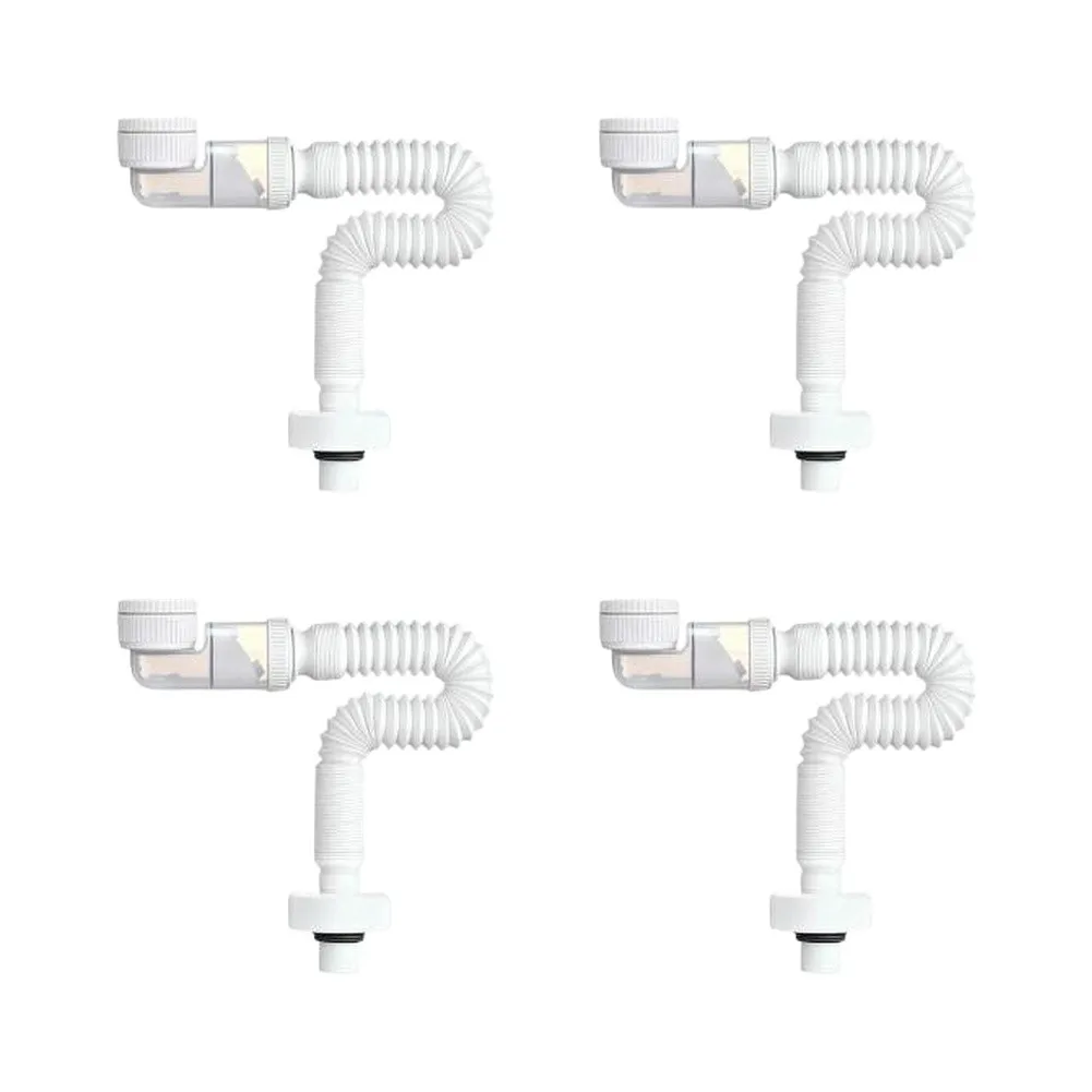 Transparent Flexible Sink Drain Pipe with Water Seal Trap and Stretchable Design for Wall or Floor Drain Installation