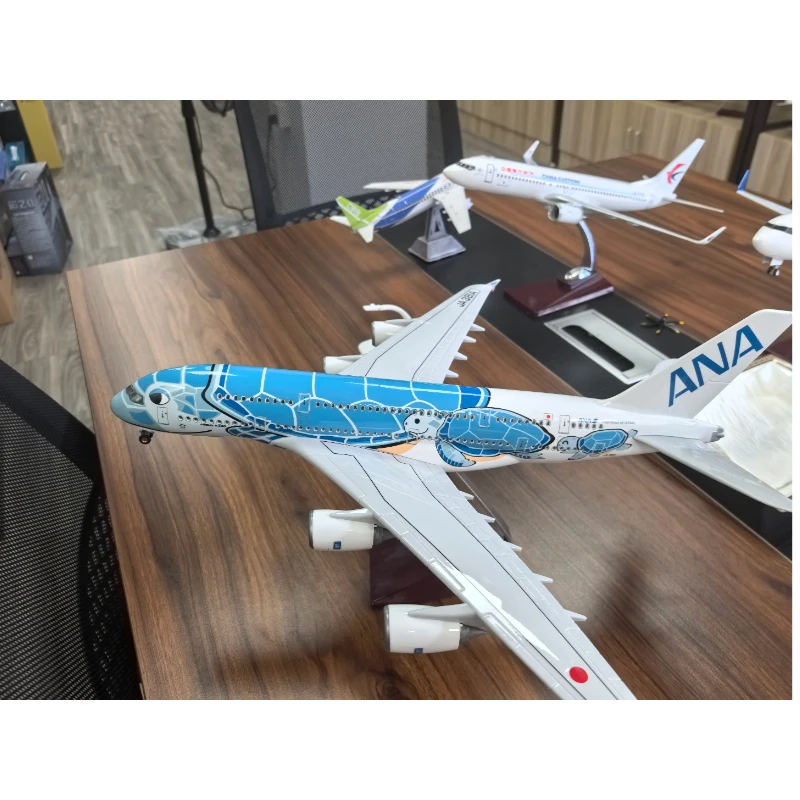 

47 см масштаб 1:160 Япония Air ANA Airbus A380 модель самолета Sea Turtle Airlines синий литой под давлением самолет коллекция украшений