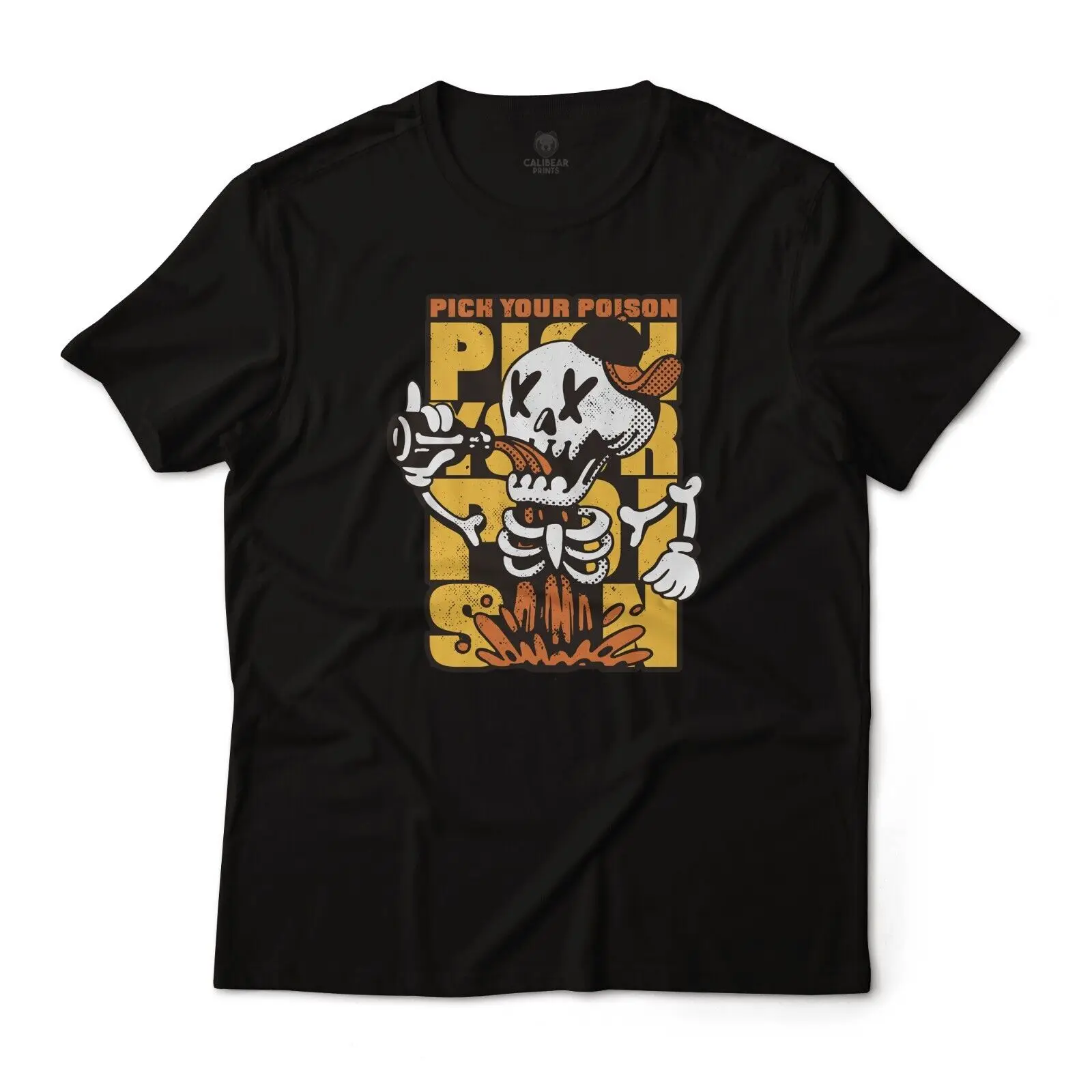 Pick Your Poison Skeleton Drinking Poison Funny Graphic Tee - Unisex