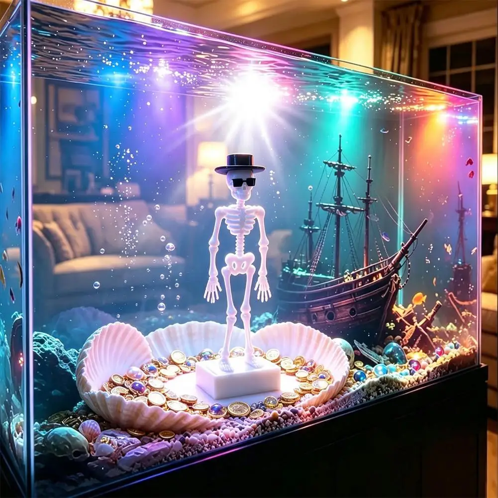 Adjustable Air Flow Bubble Ornament Dancing Skeleton Aquarium Bubbler with Adjustable Air Flow 3d Printed Moving for Freshwater
