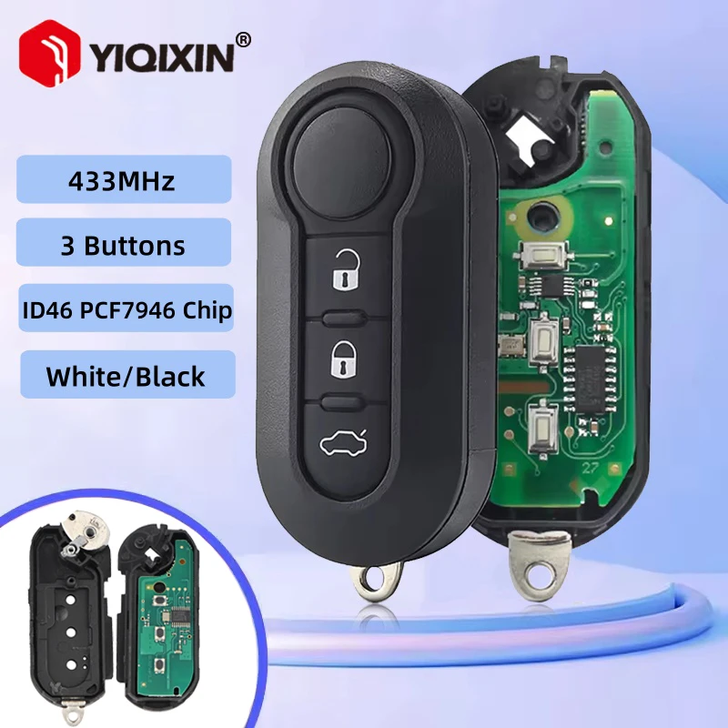 For Fiat 500 Panda Punto MPV Bravo Marelli 500L Ducato Boxer Delphi Doblo Qubo For Peugeot Citroen Car Remote Key 433Mhz ID46