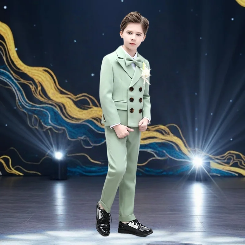 

Autumn/Winter Children's Suit Set Handsome Boys' Flower Boy Formal Wear Piano Performance Costume Host Little Suit Jacket