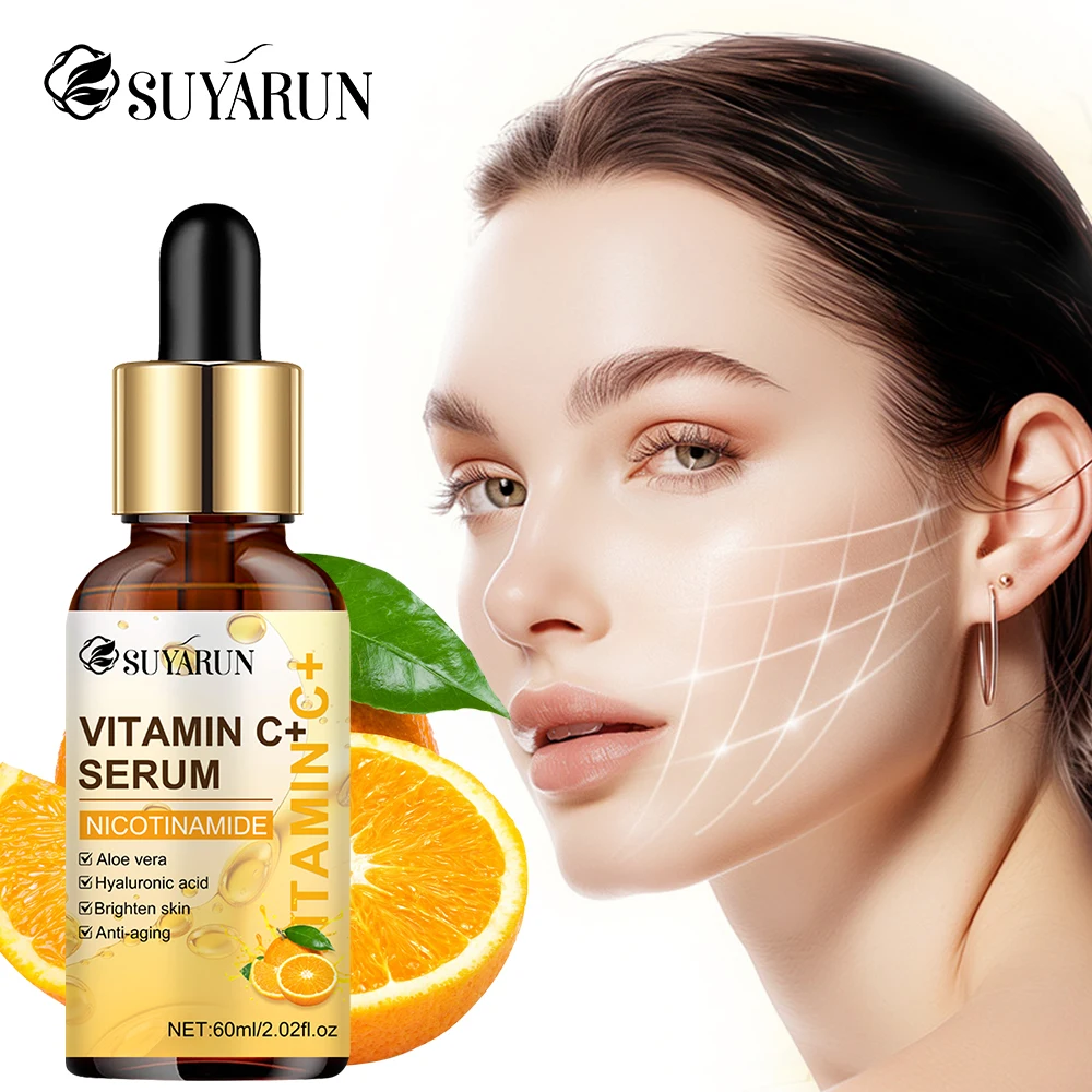 SUYARUN Soro de vitamina C - Cuidados faciais iluminadores e antienvelhecimento, reduz manchas escuras e rugas, para todos os tipos de pele, frete grá