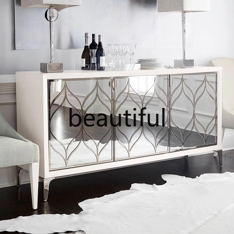 

American light luxury modern art TV cabinet designer simple solid wood furniture locker restaurant side cabinet