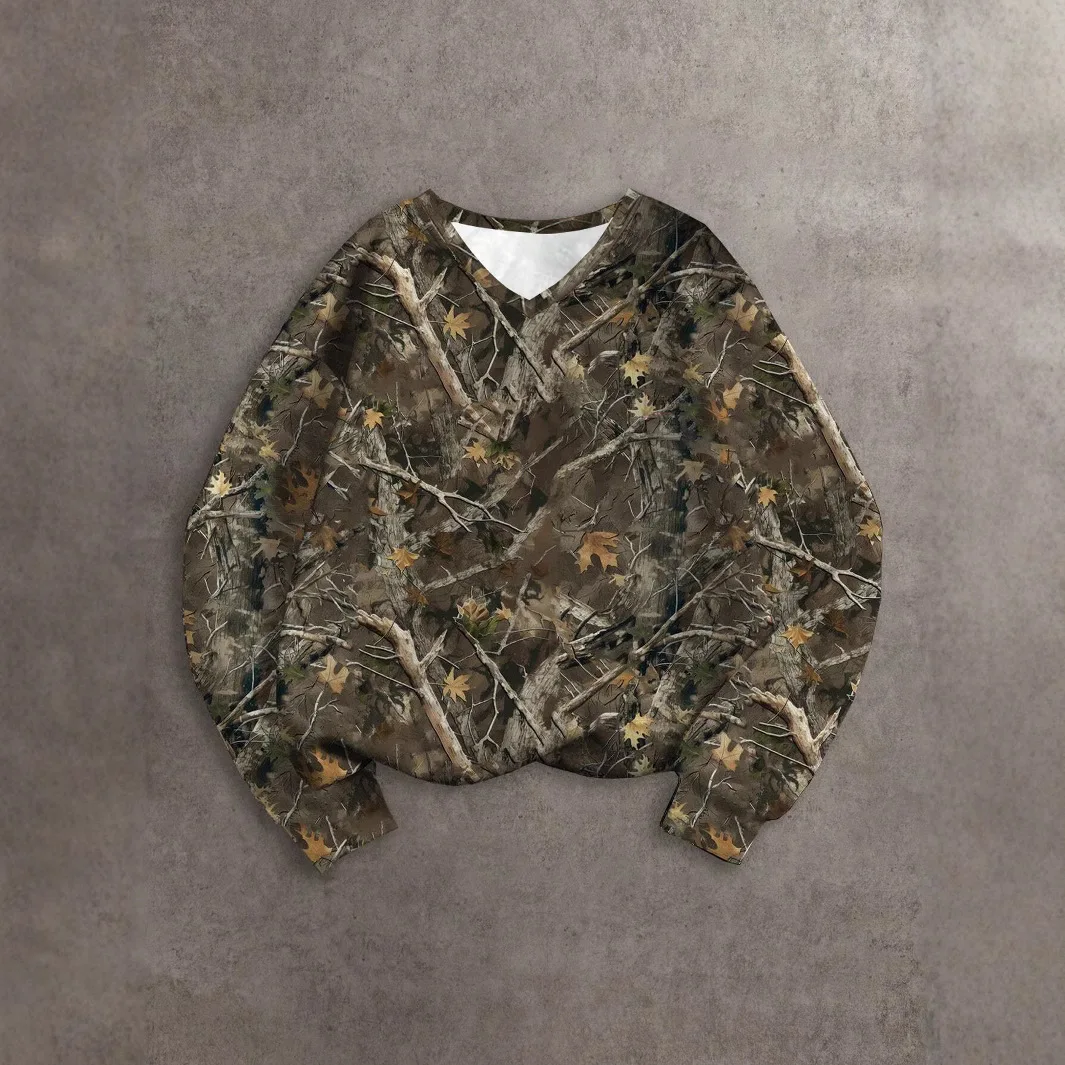 Damska bluzka o luźnym kroju, elegancka, do biura, z nadrukiem, minimalistyczna, z długim rękawem, zwiewna, oddychająca, dostępna w wielu kolorach.