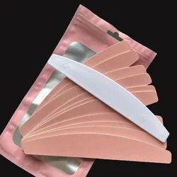 1 PC Plastic Base with 1 Set (10 PCS) Pink Removable Pads Durable Nail File Replacement Sandpaper Pads Half Moon Shape Nail File