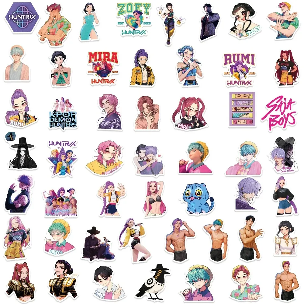 50pcs animé KPop Devil Hunter dessin animé autocollants imperméables bricolage bande dessinée décoration cahier téléphone portable jouet pour enfants tasse d'eau