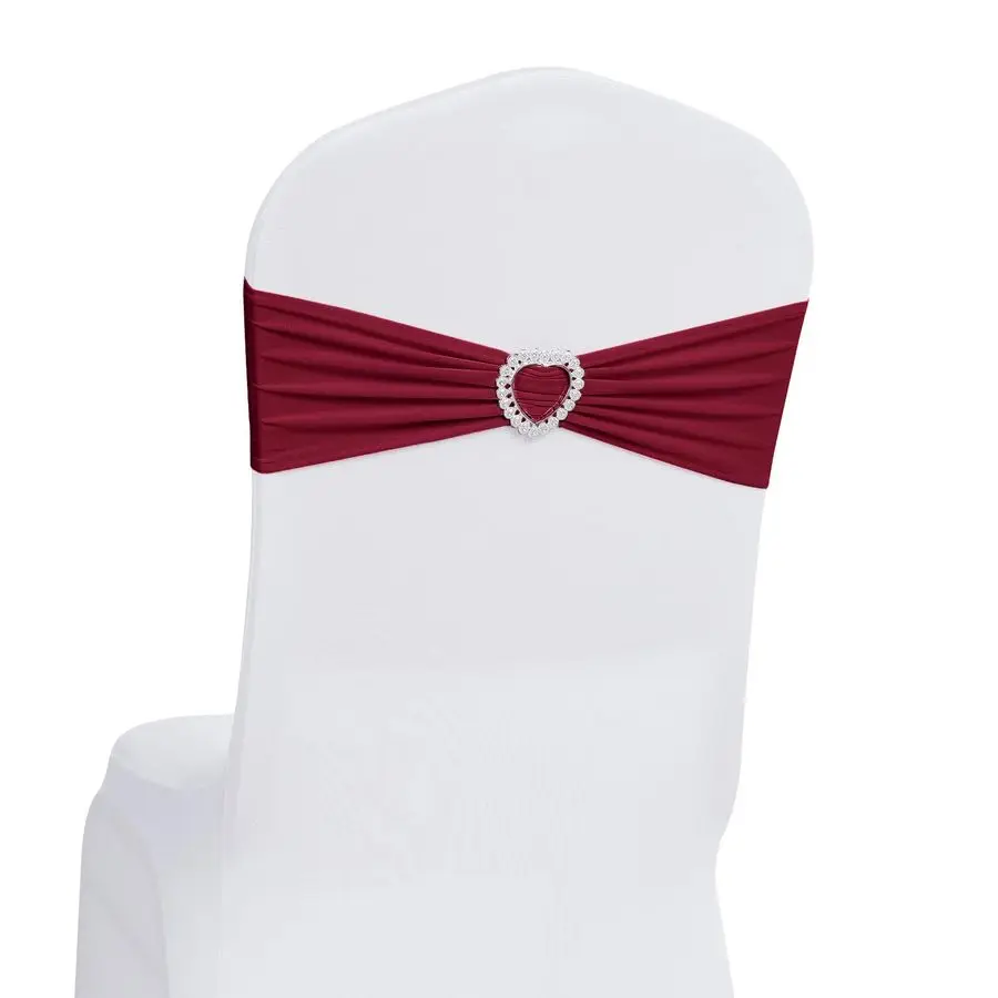 

Pack of 120 Spandex Chair Sashes Bows Stretch Chair Cover Band with Buckle Slider Universal Elastic Chair Ties for Wedding Banqu