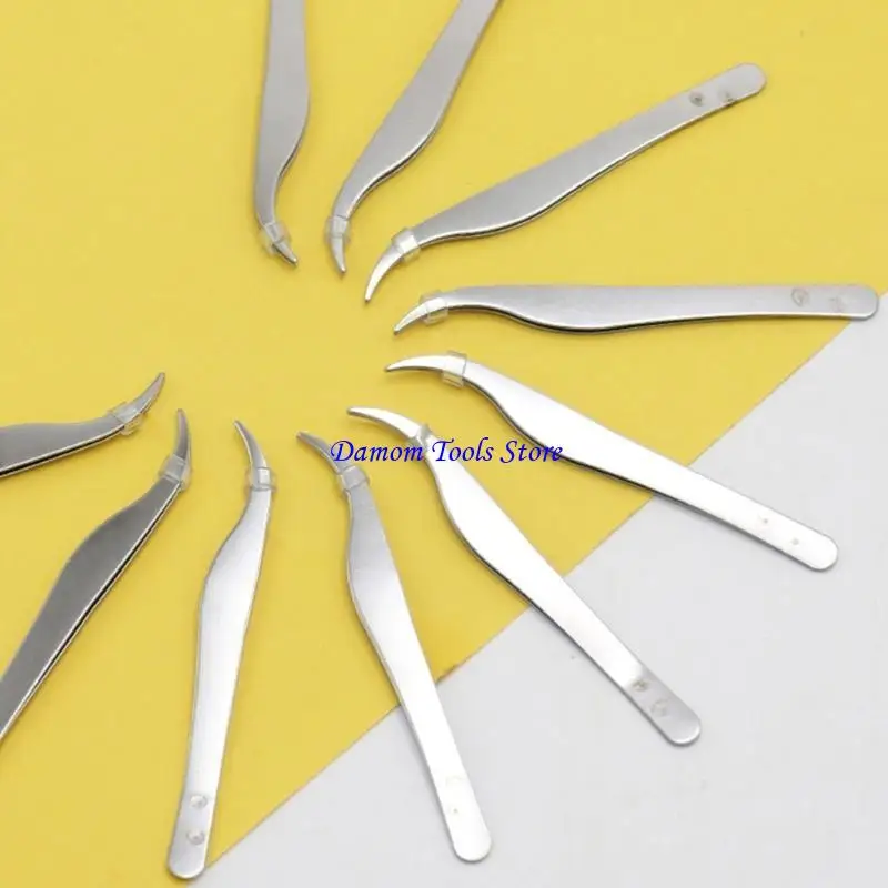 57 Be Stainless Steel Tweezer 뷰티 전문가를위한 경사 팁 의료 응용 프로그램 전문 블랙 헤드 추출 5pcs