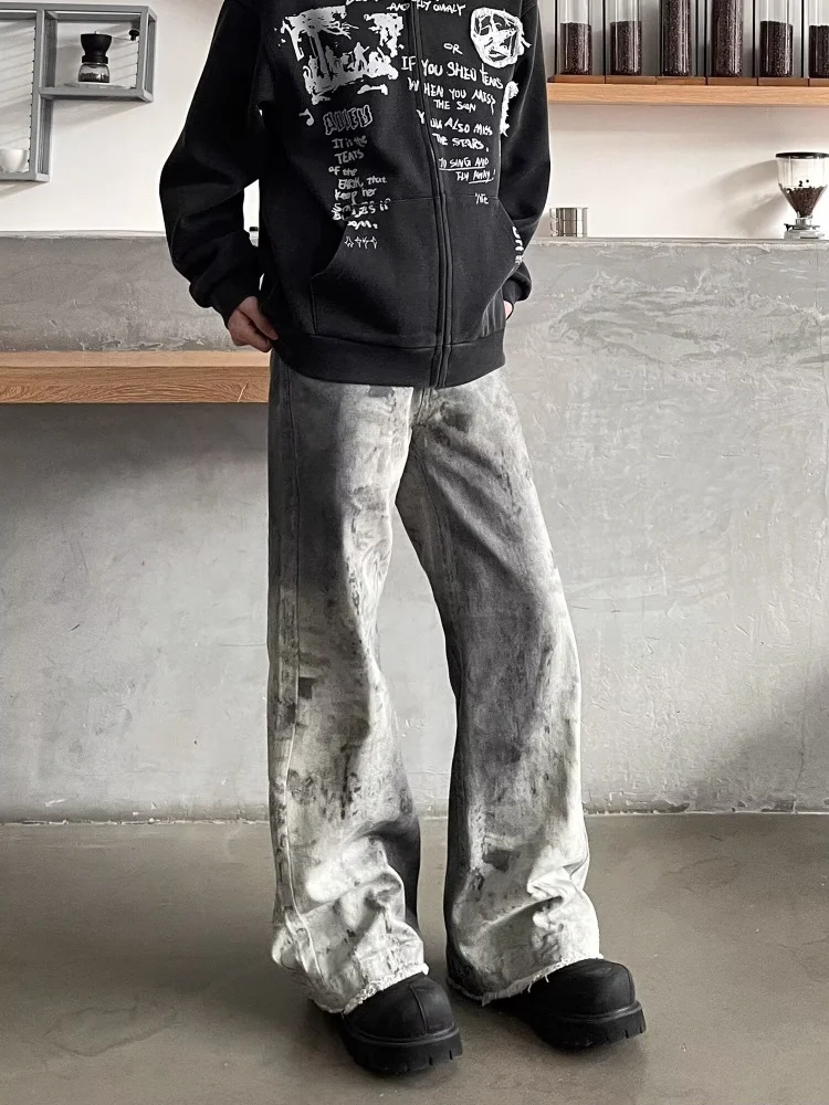 Trashy Y2K 2000S Schlangenmuster Schmutzige Waschung Baggy Jeans Hosen für Männer Kleidung Gothic Vintage Lange Hosen Pantalones Hombre – Detail 13