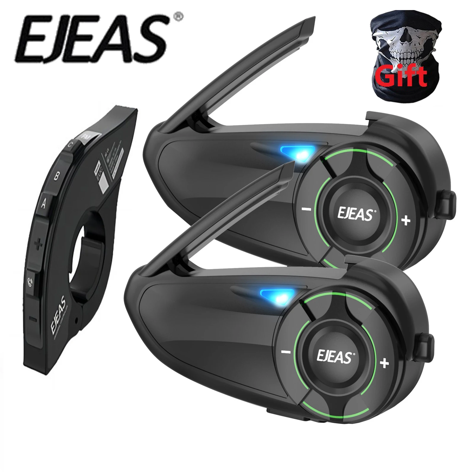 

EJEAS Q8 Motorcycle Helmet Intercom Mesh Group Talking At The Same Time for 6 Riders Bluetooth Interphone Headsets