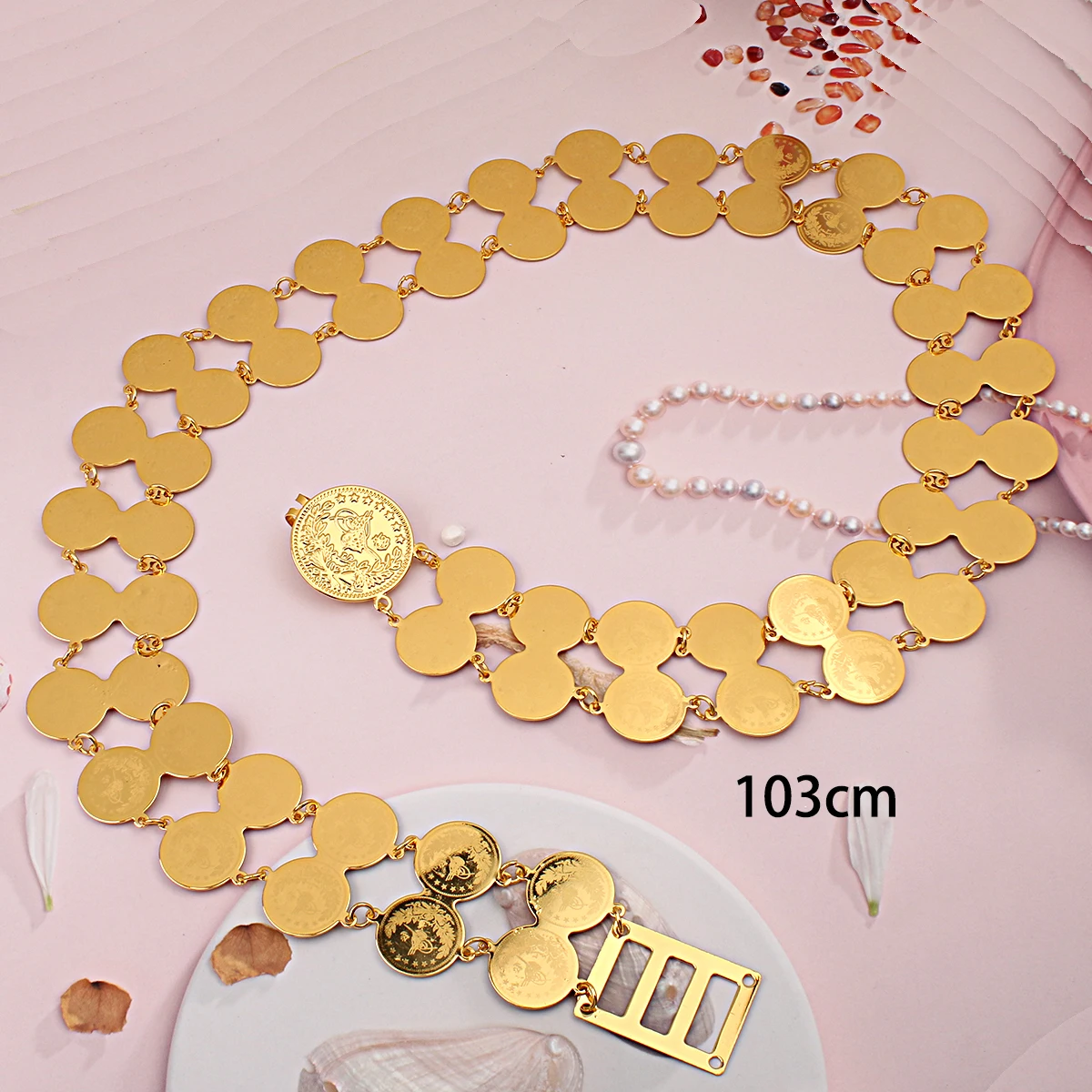 New Turkish Coin Bridal Belt Gold Plated Ethnic Caftan Wedding Jewelry Chain Cintos Femininos Frete Grátis Arabic Women Gifts