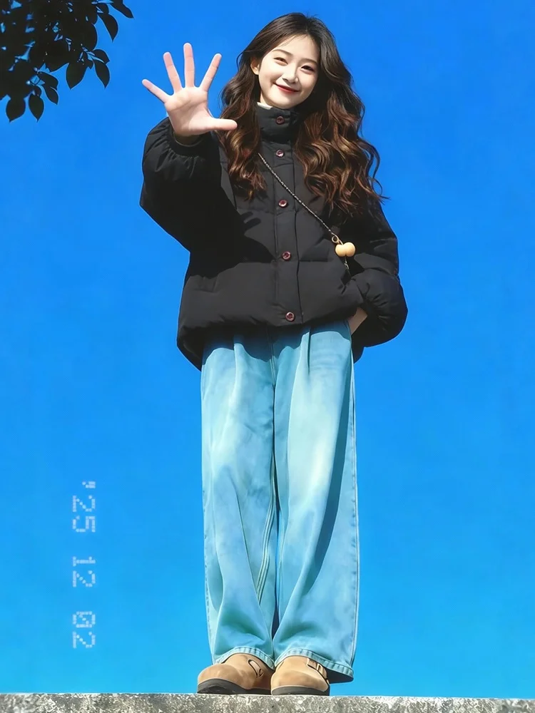 

Корейская женская удлиненная куртка-пуховик с капюшоном на флисовой подкладке, теплая зимняя верхняя одежда для повседневной носки