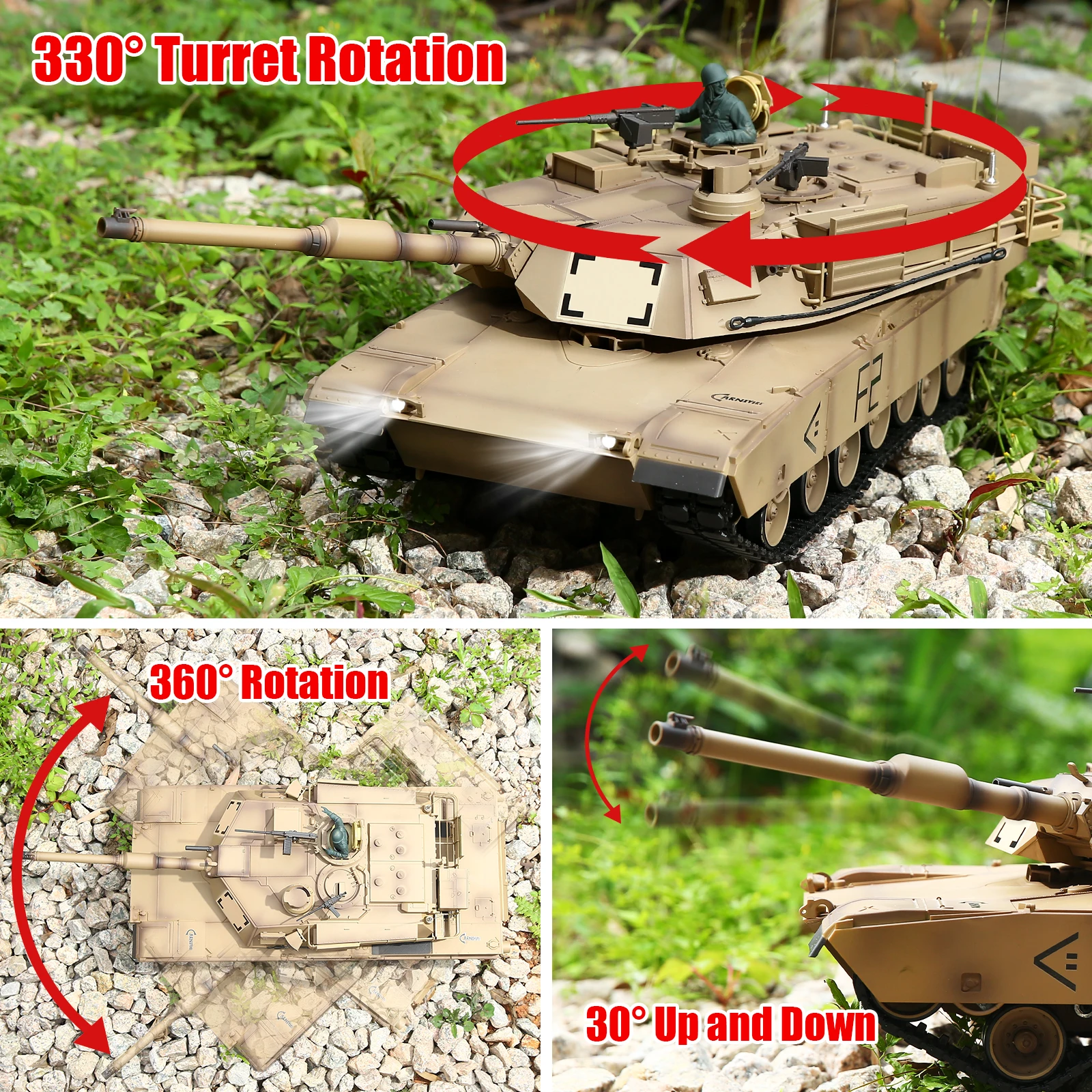 Henglong RC Tank Modelo Brinquedos, Controle Remoto, Tanque Militar, Torre Barril Recoil, 360 °, M1A2 Abrams, Escala 1:16, 3918