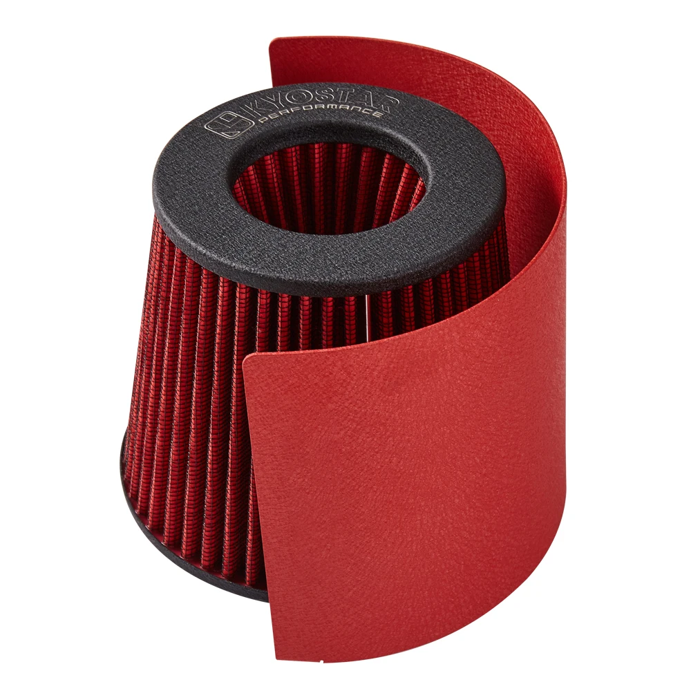 Stainless Steel Real Carbon Fiber Car Cold Air Intake Cone Sport Air Filter Cover Heat Shield For 2.5\'\'-5\'\' Neck