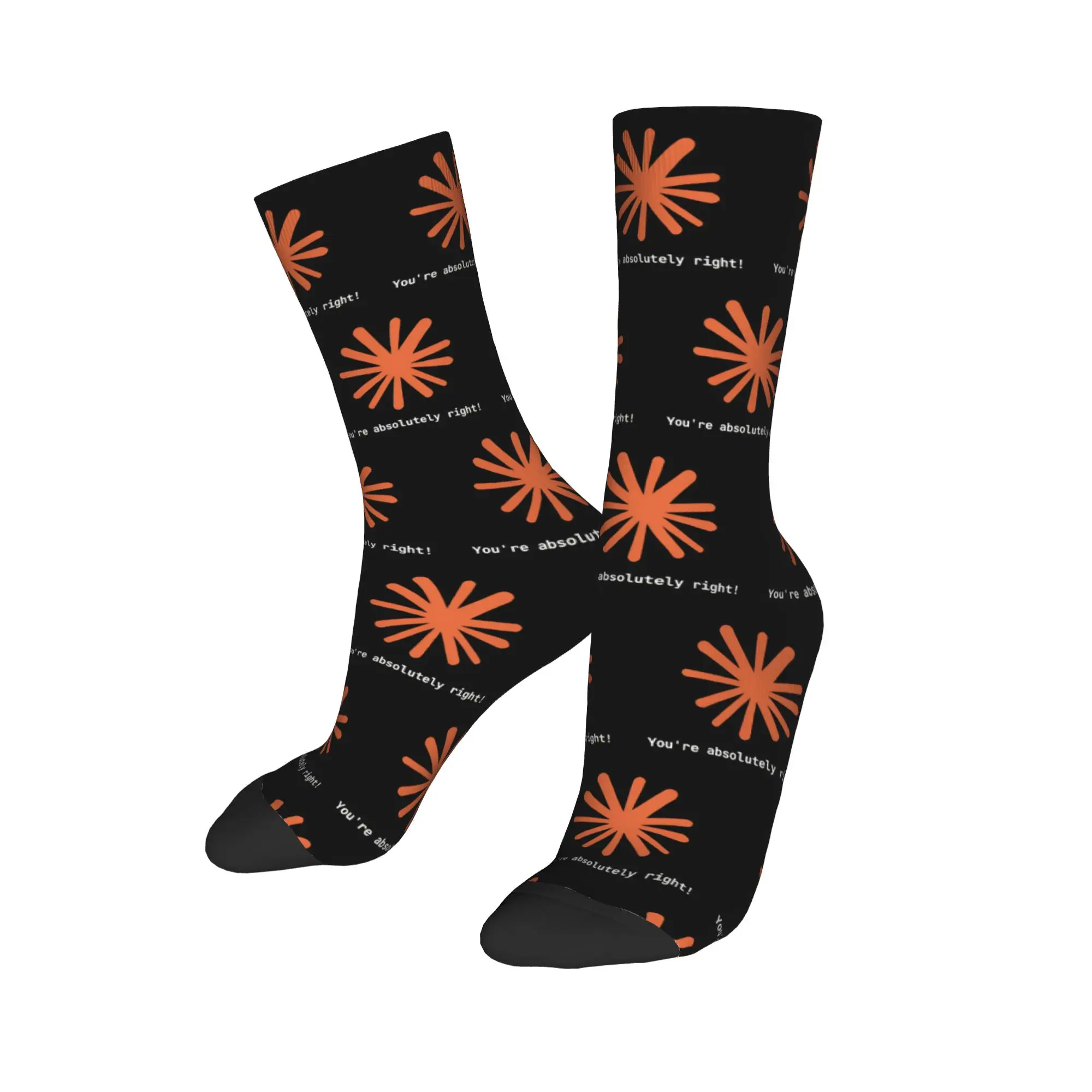 Claude Code You're Absolutely Right  Theme Crew Socks Outfits for Women Men Flexible Sock