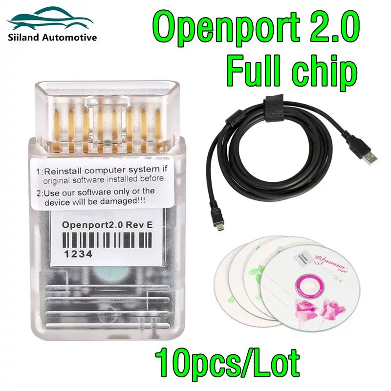 

10 шт./лот, полночиповый профессиональный сканер Openport 2,0, кабель для Mercedes-Benz OBD2, 16-контактный автомобильный диагностический инструмент