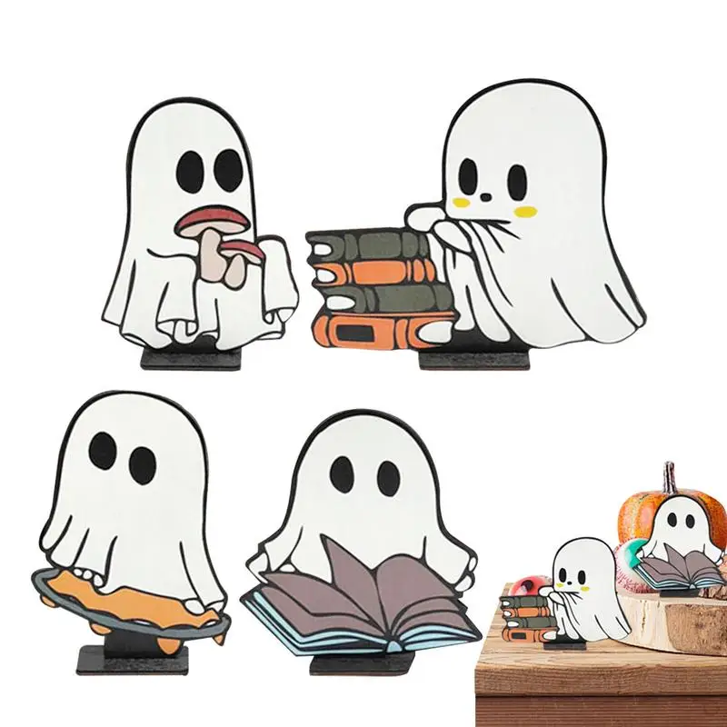 

Halloween Ghost Tray Decoration 4X White Ghosts Wooden Signs Rustic Tiered Tray Decoration Items For Table Farmhouse Decorations