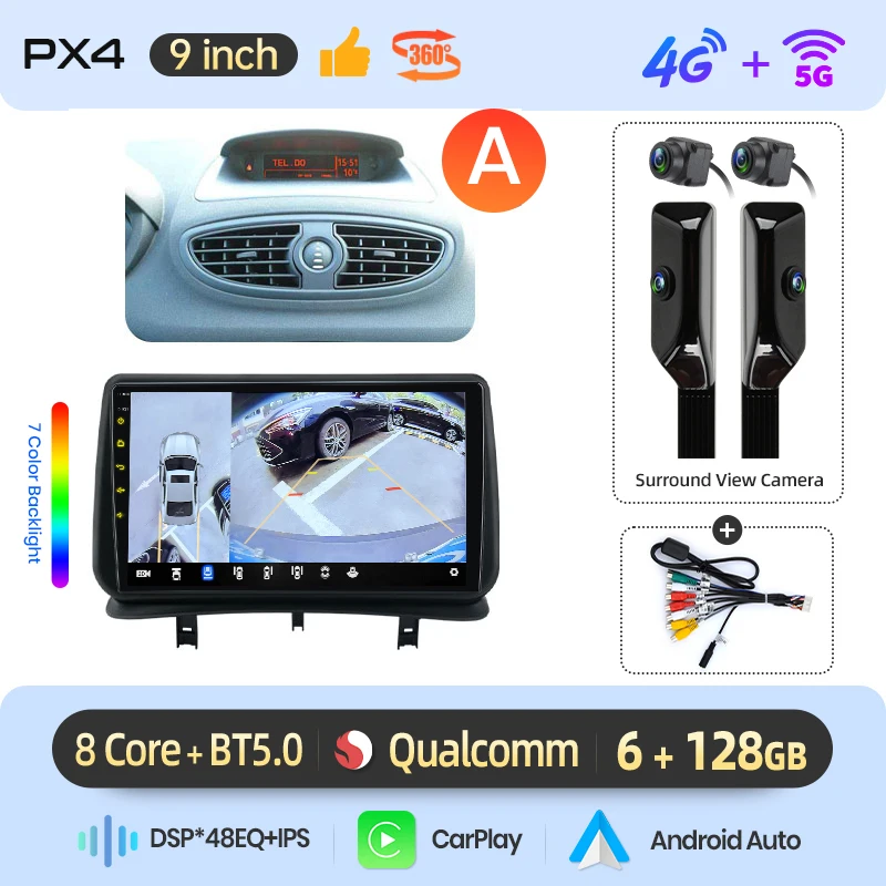 AWESAFE Draadloze CarPlay Android Auto Radio voor Renault Clio 3 2005-2014 GPS Navigatie Plug and Play met SWC CANBUS RDS DSP 4G