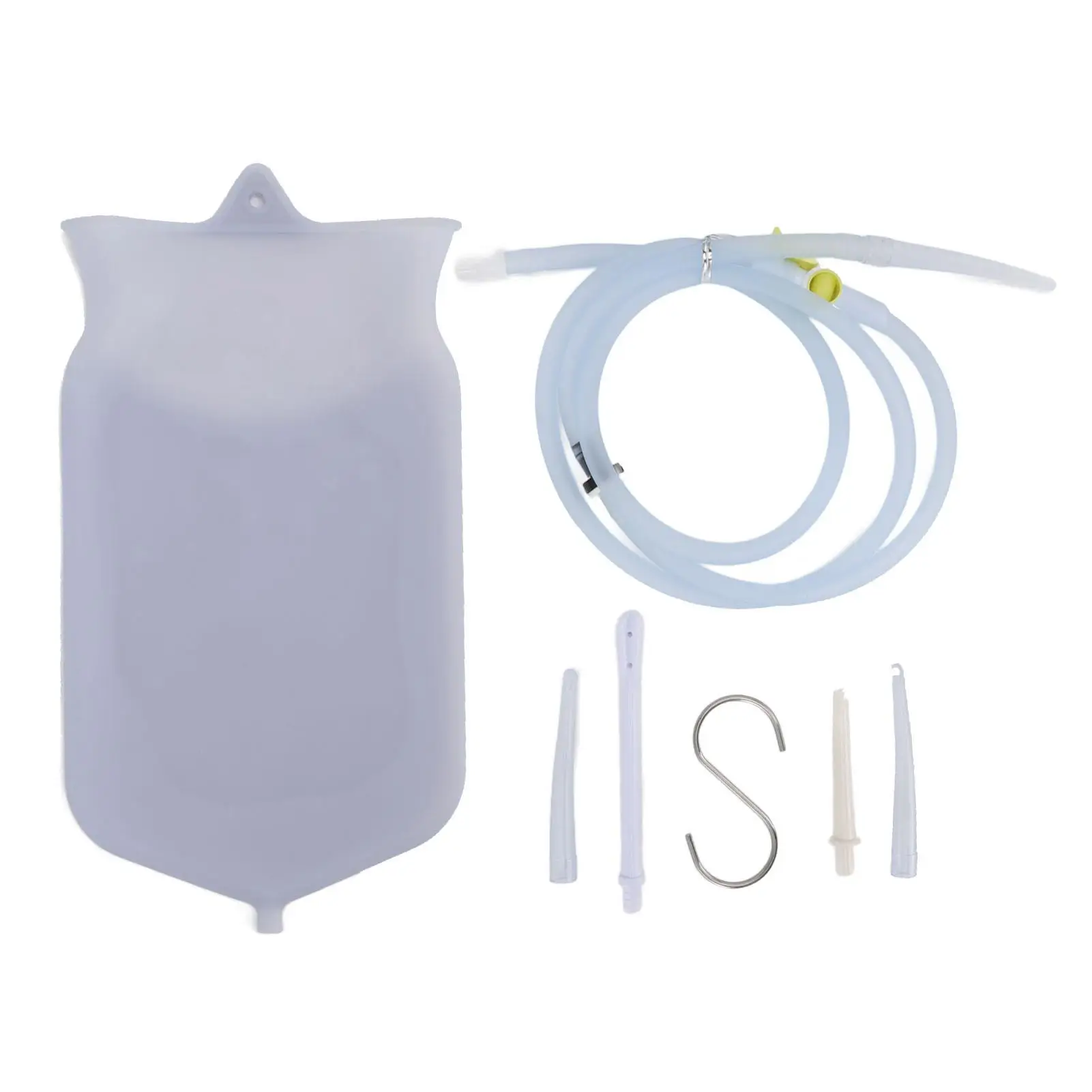 

2L Silicone Enema Bag Set with Yellow Handle & Accessories for Intestinal Cleansing & Maintenance