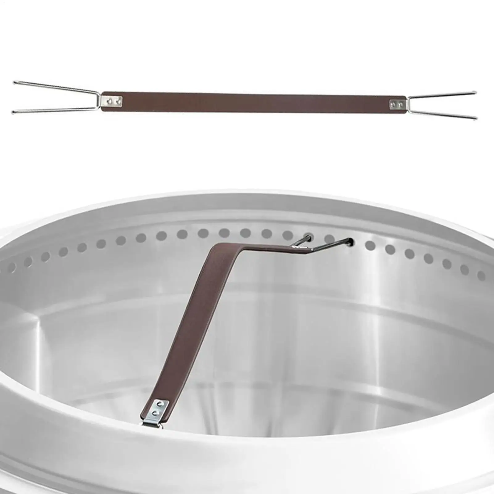 

Handle for Fire Pit Lid Fire Pit Tool Portable Handle with Stainless Steel Hooks for Grill Camping Outdoor Indoor Table Hiking
