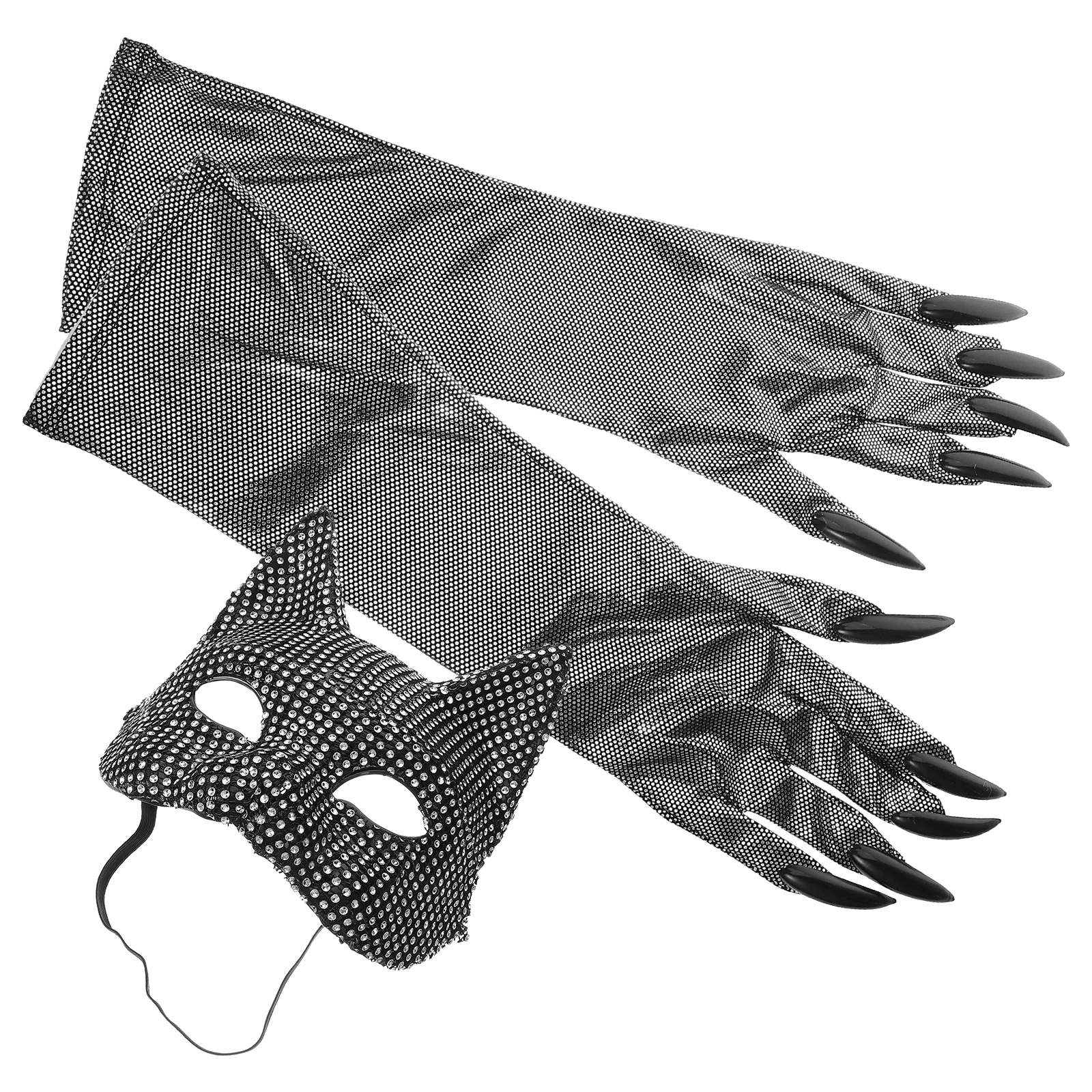 

1 комплект, маска кошки, перчатки, костюм для косплея животных, комплект со стразами, вечерние маскарадные реквизиты, костюм животного, комплект