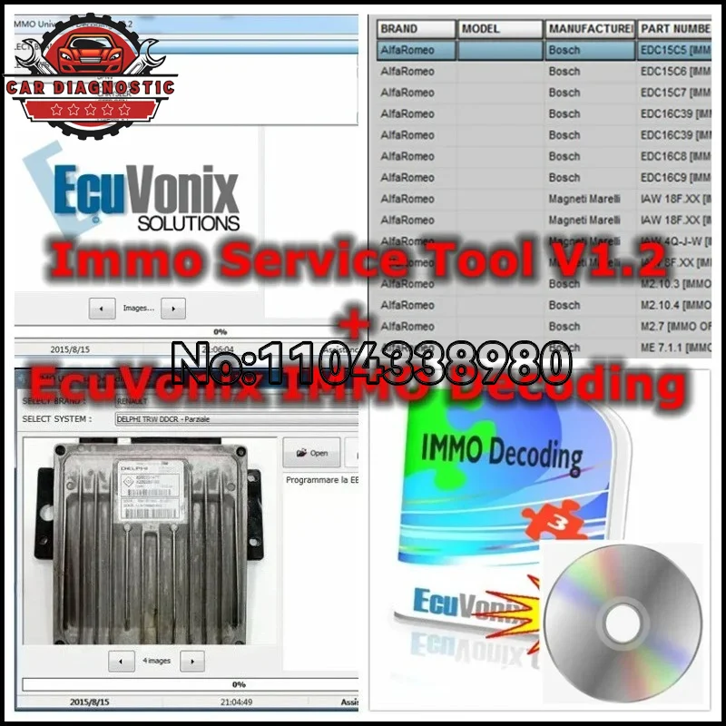 2026 Newest EDC IMMO SERVICE TOOL V1.2 Car Repair Software PIN CODE EcuVonix Decoding V3.2 Immo Off CALCULATOR BSI VDO DASHBOARD