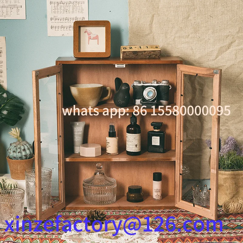 

Customizable Home vintage hand-made dustproof storage cabinets Double door multi-layer finishing hotel decoration