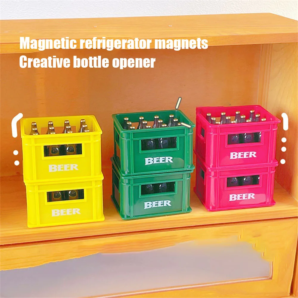 A creative bottle opener - Cartoon beer bottle opener Creative magnetic refrigerator sticker 3D 3D wine box bottle opener Open t